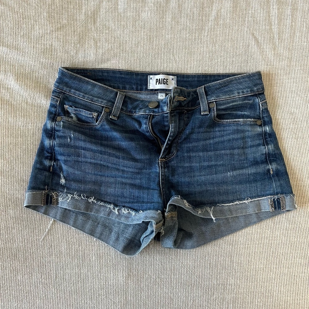 PAIGE Women's Dark Blue Jean Shorts